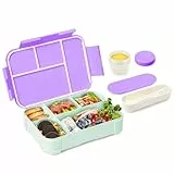 XJIANFU Brotdose Kinder mit Fächern,1200ml Auslaufsichere Bento-Box, Kinder-Lunchbox,Auslaufsicher Fächern,Jausenbox Brotbox für,Mädchen & Jungen,Mikrowelle/spülmaschinenfest(-Violet)