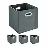 Relaxdays Aufbewahrungsbox, 4er Set, Faltbare Regalboxen, Grifflöcher, HxBxT: 32 x 33 x 33 cm, Faltboxen, Vlies, grau