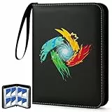 Sammelalbum für Pokemon, 55 Seiten 440 Taschen Karten Sammelalbum, Reißverschluss Sammelkarten Album, 4 Pocket Tragbar Wasserdicht PU Karten Hefter