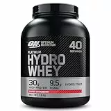 Optimum Nutrition Platinum Hydro Whey, Hydrolysiertes Molkenprotein-Isolat-Pulver mit essentiellen Aminosäuren, Glutamin und BCAA, Geschmack: Erdbeer, 40 Portionen, 1,6 kg