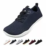 Geweo Barfußschuhe Herren Damen Sommer Bequeme Barfuss Schuhe Sneaker mit Breite Zehenbox für Sport Fitness Gym Schuhe Leicht Atmungsaktiv Turnschuhe Zero-Drop Sohle Barefoot Shoe Unisex Blau 42EU