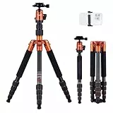 Rollei Compact Traveler No.1 Orange, 145cm Stativ Kamera mit Kugelkopf Leichtes Reisestativ aus Aluminium Fotostativ Kompakt Arca Swiss Kompatibel Kamerastativ & Einbeinstativ für DSLR und Smartphone