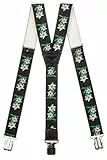 Olata Heavy Duty Herren-Hosenträger Y-Form mit Edelweiß Muster – 4 cm. Schwarz