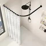 Duschvorhangstange ohne Bohren, L-Form, verstellbare Duschstange aus Edelstahl, Duschvorhangschienenhalterung, geeignet für Badezimmer und Ankleidezimmer (75-95 x 75-95 cm)