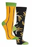 krautwear Herren Damen 2 Paar Bunt Gemusterte Sneaker Socken Strümpfe 30. Geburstag Papa Mama Geschenkideen (Banana, 36-41)