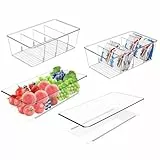 AIYULONG Kühlschrank Organizer 4er set (2 Größe), Küchen Organizer mit Fächern,Schubladen organizer Küche Stapelbare Lebensmittel aufbewahrungsbox für Teebeutel,Gewürze,snack