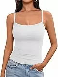 OYIGELZ Tank Top Damen Summer Träger Top Ärmelloser Unterhemd Y2K Slim Fit Crop Tops Basic Shirt Camisole Oberteile Streetwear(Weiß-T1,S)