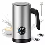 PARIS RHÔNE 4 in 1 Milchaufschäumer Elektrisch Mit Griff, 300ml Induktion für Heißen und Kalten Milchschaum, Warme Milch, Kaffee Latte, Macchiato, Cappuccino