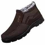 Generisch Slip On Sneaker Herren, Winterschuhe Warm Gefüttert, Schlupfschuhe Ohne Schnürsenkel, Schneeschuhe Rutschfest Walkingschuhe Einfarbig Outdoorschuhe Gefüttert Freizeitschuhe Flach