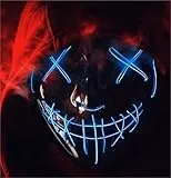 LED Purge Maske - Kostümmaske steuerbar für Halloween, Fasching & Karneval als Kostüm für Herren & Damen (Farbauswahl) (blau)
