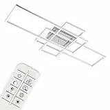 BRILONER - LED Deckenlampe mit Fernbedienung, dimmbar, einstellbar von warmweiß bis neutralweiß, Lampe, LED Deckenleuchte, Wohnzimmerlampe, Schlafzimmerlampe, Küchenlampe, 104x42x10 cm, Chrom-Alu