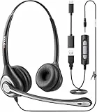 Wantek Headsets mit Kabel Noise Cancelling Mikrofon,USB/Type-c/3.5mm Jack 3-in-1 PC Headset,USB Headset und Kabel Lautstärkeregelung für Computer PC Laptops Call Center Home Office