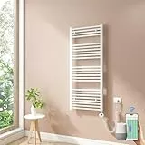 Heilmetz Smart WiFi Badheizkörper Elektrisch 120x50cm Elektrischer Handtuchtrockner mit Thermostat und Timer-Funktion Gerade Handtuchheizkörper Weiß 500W