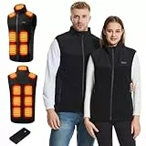 Gnkdfon Beheizbare Weste Heizweste Fleece Beheizte Weste für Herren Damen mit 10000mAh Powerbank 13 Heizzonen 3 Temperaturregler, Elektrische Beheizbare Jacke Heizweste für Outdoor Skifahren Motorrad