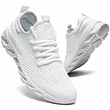 QIJGS Damen Laufschuhe Sneaker Freizeitschuhe Sportschuhe Turnschuhe Fitness Straßenlaufschuhe Trainer Outdoor Sneakers Tennis Jogging Walkingschuhe Gym Schuhe Weiß 40