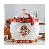 Reis Vorratsbehälter mit Deckel Luftdicht Bulk Reis Aufbewahrungsbox Keramik Reis Vorratsbehälter Reisspender Starke Dichtung für Reismehl Tiernahrung Nüsse Snacks Große Kapazität Einfach zu nehmen