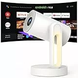 Smart Beamer Heimkino mit Android TV 11.0 & Dolby Digital, Auto-Trapezkorrektur Mini Beamer ETOE Starfish WiFi Bluetooth Full HD 1080P, 300ANSI Projektor mit 140° Drehung, Nachtlicht, Sprachsteuerung