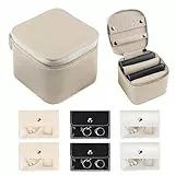 INMORVEN Schmuckkästchen mit 6 Beuteln, 12 Ohrringhaltern | Schmuckorganizer für Reise & Zuhause | Elegantes Geschenk für Mädchen ab 7 Jahren (Weiß)