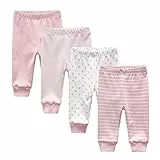 Kiddiezoom Baby-Body, Hose, Kleinkinder-Einteiler, Bekleidungs-Sets für Jungen und Mädchen aus Baumwolle, Mützen, Kratzfäustlinge Gr. 56, 4er-Pack Hosen_1