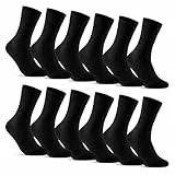 12 Paar Socken Herren Schwarz Business Socken Baumwolle Herrensocken 70203T (Schwarz 43-46)