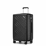 Supercase Koffer Trolley Mittelgroßer Hartschalenkoffer ABS+PC Reisekoffer Leicht Handgepäck mit 4 Rollen und TSA-Schloss Teleskopgriff Rollkoffer 64.5×42×25cm Schwarz