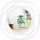 HLFMVWE Weiß Wandspiegel montiert Runde dekorative Spiegel mit Eisen Metalldraht Rahmen Spiegel für Wand, Home Decorative Badezimmer Eitelkeit