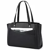 Myhozee Handtasche Damen Groß Tasche Shopper Schultertasche Laptoptasche 15.6 Zoll, Elegant Arbeitstasche PU Leder Handbags Tote Bag Lehrertasche Women mit 4 Fächern für Uni Schule Büro Schwarz