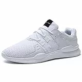 JACKSHIBO Schuhe Sneaker Herren Laufschuhe Damen Leicht Sportschuhe Gym Turnschuhe Outdoor Atmungsaktiv Freizeit Fitnessschuhe, 12 Weiß 45 EU