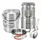 Aomiun Camping-Kochgeschirr-Set, 1-Liter-Topf mit klappbarem Holzofen-Besteck und Schüsseln zum Kochen im Freien, zum Suppenkochen und Braten