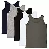 LOREZA ® 5 Pack Jungen Unterhemden 100% Baumwolle (128-134 (8-9Jahre), Mix)