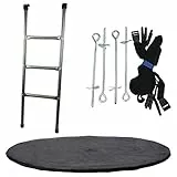 CZON SPORTS | 3 Zubehörteile für 360 cm Trampoline: Leiter + Sauberkeitsabdeckung + Verankerungsset