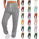 Damen-Trainingshose, Baggy-Jogginghose – Damen-Jogginghose, leger, übergroße Jogginghose, einfarbig, Trainingshose, Harems-Jogger, Hose, konisches Bein, Sweathose, Laufen, Workout, Loungewear, Farbe: