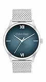 Calvin Klein Uhr mit DREI-Zeiger-Quarzwerk für Herren Kollektion Ascend mit Silbernes Edelstahl-Mesh-Gliederarmband - 25200450