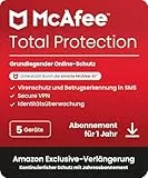 McAfee Total Protection 2026 (5 Geräte), 12 Monate Amazon Exklusiv | Virenschutz, VPN, Betrugsschutz, Sicherheitssoftware| Amazon Abonnement mit automatischer Verlängerung
