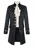 Runcati Herren Steampunk Frack Mantel Smoking Viktorianisch Renaissance Pirat Viking Kostüm Gothic Gehrock Männer Mittelalter Jacke, Schwarz, XL