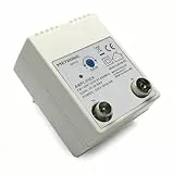 Metronic 340112 TV-Verstärker Fm/Vhf/Uhf für digitales terrestrisches Netzwerk mit 5G Filter, 20 dB einstellbar, 1 Eingang / 1 Ausgang, Weiß