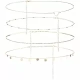 HJZHII 4 Stück Bauchkette Gold,Belly Chain,Verstellbar Bauch Kette Körperkette Waist Beads Körperketten Taillenkette Belly Waist Chain Set für Frauen Mädchen Bikini Quaste(Gold)