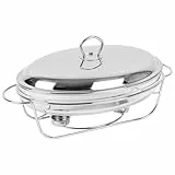 KARL HAUSMANN Wärmebehälter für Speisen mit Glaseinsatz - 3L - Teelicht Warmhalteplatte - Edelstahl Gestell und Deckel mit Griff - Speisenwärmer - Warmhaltebehälter Essen - Chafing Dish Behälter