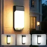 LOTMOS 2 Stück Außenlampe mit Bewegungsmelder, 3 Farben 3000K/4000K/6500K Außenleuchte Wand mit Timer, 16W 1200LM IP65 Wasserdicht Aussenlampe Wand für Terrasse Eingang Flur, Großformat 28 x 12 x 5 CM