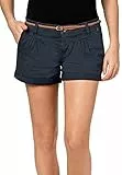 Sublevel Damen Kurze Hose Stretch-Shorts mit Flecht-Gürtel Dark-Blue L