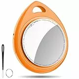 QCOQ Tracker Tag, Smart KeyFinder Tag Kompatibel mit Apple Wo ist? APP (iOS NUR), Austauschbarer Akku, Orange