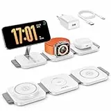 JARGOU 3 in1 Faltbare Ladestation für Apple, Ladestation Apple Watch und iPhone, Magnetisches Ladegerät für iPhone 17 Pro Max 16 15 14 13 12, Wireless Charger für Apple Watch Series, AirPods Pro 4 3 2