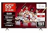 TCL 55T8C 55 Zoll QLED 4K HDR UHD Fernseher, Smart Google TV Dolby Vision & Atmos, 144Hz Motion Clarity Pro, Game Bar, ALLM, FreeSync, Onkyo 2.1 Sound, Sprachsteuerung, Kompatibel mit Google Assistant