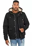 ALESSANDRO SALVARINI Herren Winterjacke (S-3XL) - 100% Baumwolle Obermaterial, Teddyfell innen komplett, Warme Jacke Männer - AS-287 Schwarz Large