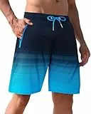 APTRO Herren Badeshorts Badehose Lang mit Mesh-Futter Schnelltrocknend Boardshorts mit Reißverschlusstaschen Sport Shorts MK080 Blau XL