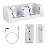 OSTENT Ladegerät Dock Station + 2 Akkus Kompatibel für Nintendo Wii Remote Controller Farbe Weiß