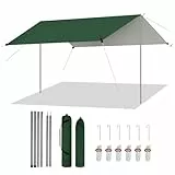WOLTU Zeltplane Wasserdicht 3x4 m PU 3000 mm, UV-Schutzplane Tarp mit 2 Stützstangen, multifunktionale Ultraleicht Camping Plane Sonnenschutz Schnee Regen Schutz, für Picknick Wandern Hängematte