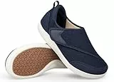 Gaatpot Hausschuhe Herren Extra Weit für Geschwollene Füße Senioren Walking Schuhe Mit Klettverschluss Leichte Freizeitschuhe Bequemer Dunkelblau 41
