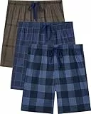 Jveyvth Schlafanzughose Herren Kurz, Kariert Pyjamahose 3er-Pack mit Seitentaschen und Elastischem Bund