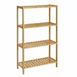 SONGMICS Badezimmerregal, Badregal, Küchenregal, Schuhregal mit 4 Ebenen, Standregal aus Bambus, 26 x 60 x 100 cm, für Bad, Wohnzimmer, Flur, Küche, naturbeige BCB034Y01